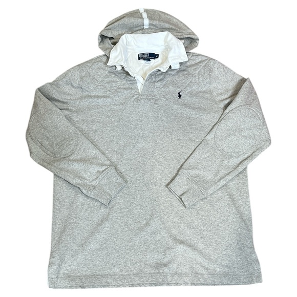 Vintage Ralph Lauren Detachable Hooded Sweatshirt Long Sleeve Gray/White, Size M - Picture 1 of 6